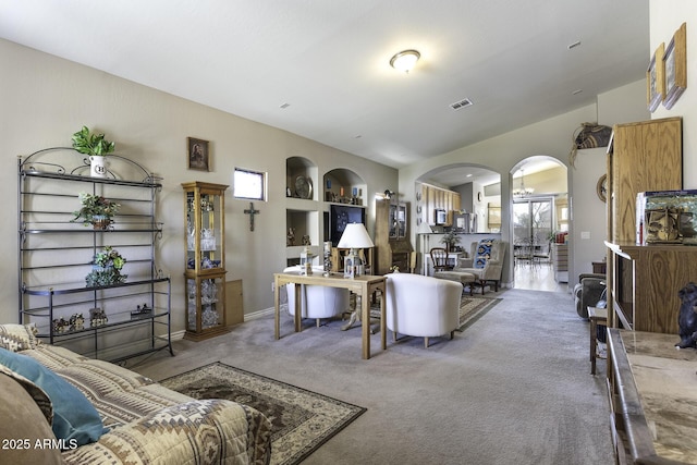 living room with carpet flooring