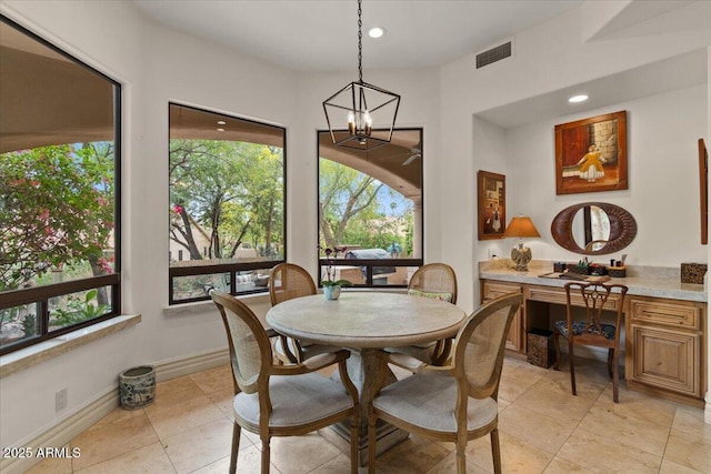 11821 S Tuzigoot Ct, Phoenix, AZ 85044 - dining space featuring a healthy amount of sunlight, light tile patterned floors, visible vents, and recessed lighting