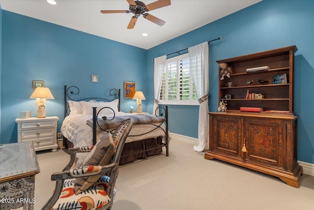11821 S Tuzigoot Ct, Phoenix, AZ 85044 - bedroom with recessed lighting, carpet, baseboards, and a ceiling fan
