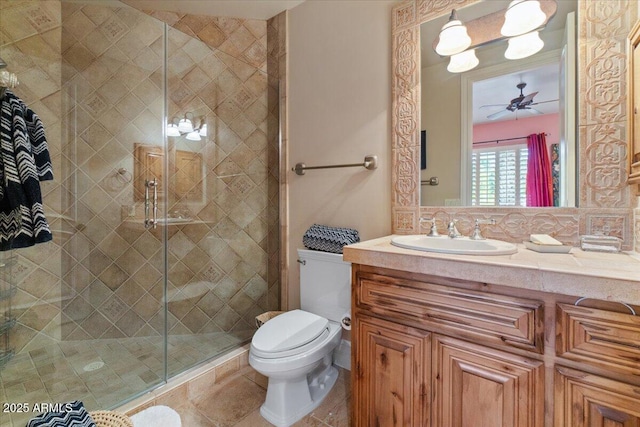 11821 S Tuzigoot Ct, Phoenix, AZ 85044 - full bathroom featuring toilet, a stall shower, and vanity