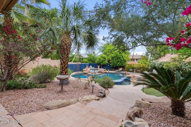 11821 S Tuzigoot Ct, Phoenix, AZ 85044 - view of pool with a patio area, a fenced backyard, an in ground hot tub, and a fenced in pool