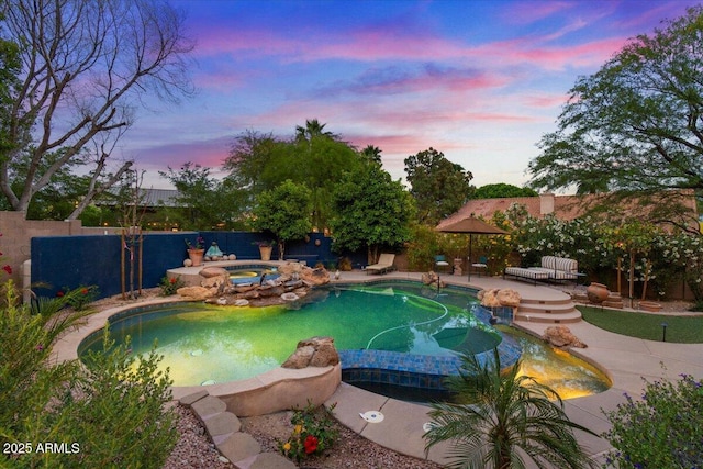 11821 S Tuzigoot Ct, Phoenix, AZ 85044 - view of swimming pool featuring a fenced in pool, a patio, an in ground hot tub, and a fenced backyard