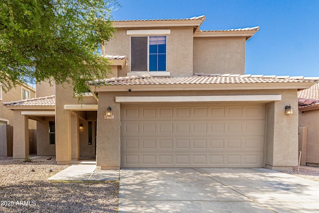3910 W Goldmine Mountain Dr, San Tan Valley, AZ 85144 - view of front facade with stucco siding, concrete driveway, and a tiled roof