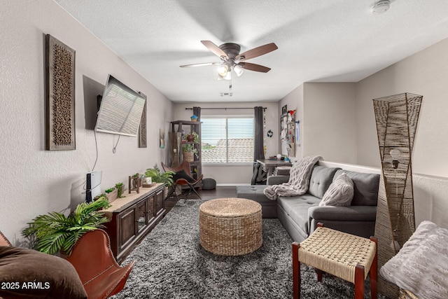 5110 E Mark Ln, Cave Creek, AZ 85331 - living room with a ceiling fan and a textured ceiling