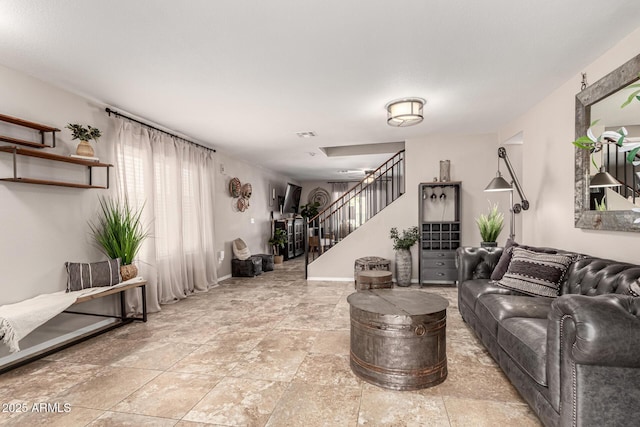 5110 E Mark Ln, Cave Creek, AZ 85331 - living room featuring stairs and stone finish flooring