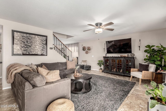 5110 E Mark Ln, Cave Creek, AZ 85331 - living room featuring a ceiling fan and stairs