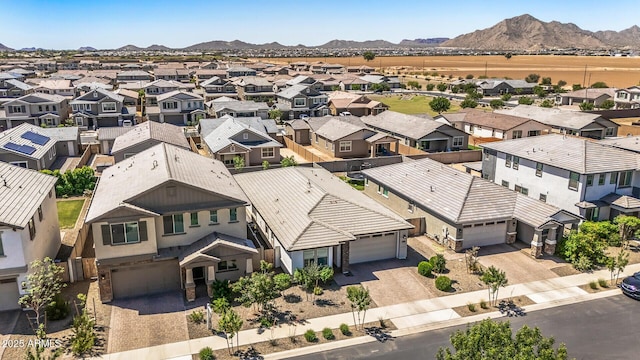 aerial view with a residential view and a mountain view