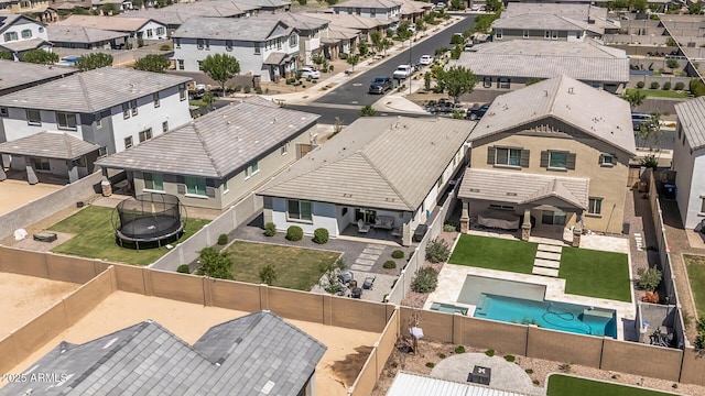 drone / aerial view with a residential view