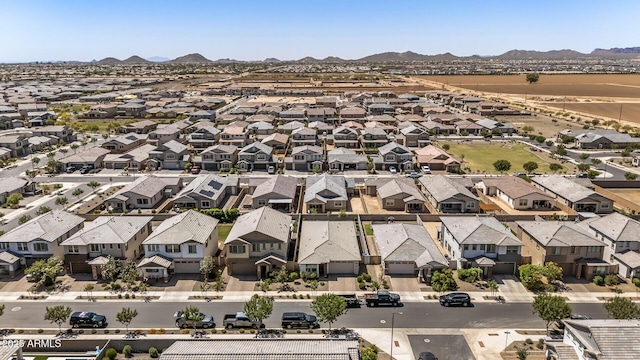 aerial view featuring a residential view and a mountain view