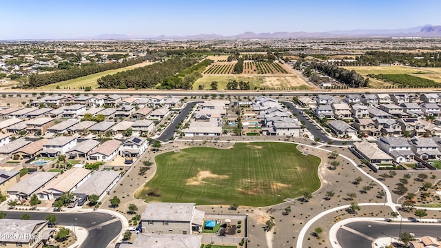 birds eye view of property featuring a residential view and a mountain view