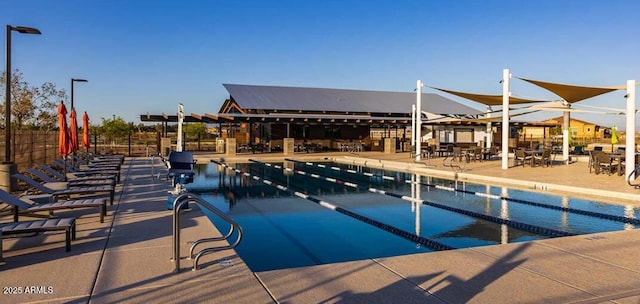 community pool with fence