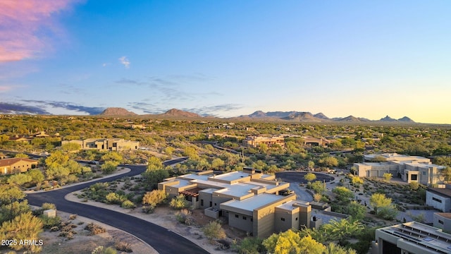 10354 E Celestial Dr, Scottsdale, AZ 85262 - aerial view at dusk of a mountain view and a residential view