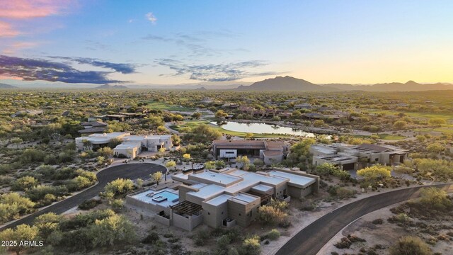 10354 E Celestial Dr, Scottsdale, AZ 85262 - aerial view at dusk of a water and mountain view
