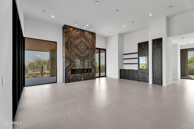 10354 E Celestial Dr, Scottsdale, AZ 85262 - unfurnished living room with a high ceiling and recessed lighting