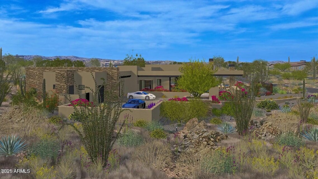 exterior space with stucco siding