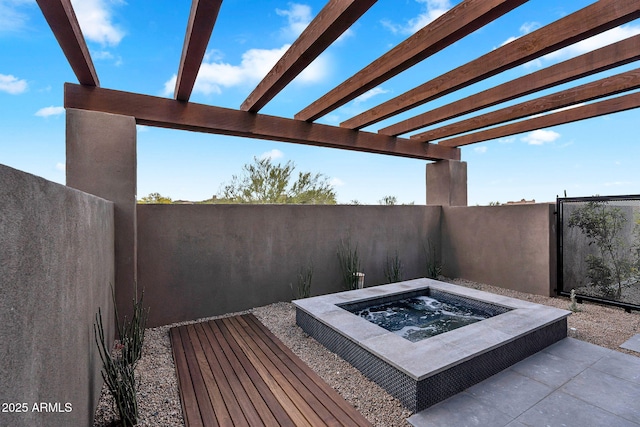 10354 E Celestial Dr, Scottsdale, AZ 85262 - view of patio with an in-ground hot tub and fence