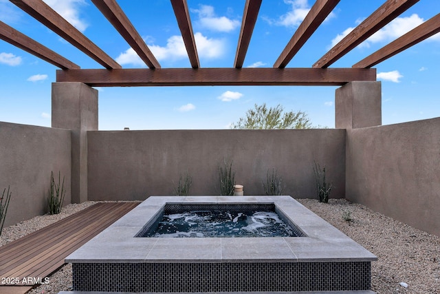 10354 E Celestial Dr, Scottsdale, AZ 85262 - view of patio featuring an in-ground hot tub and fence