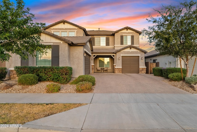 view of front of house with a garage