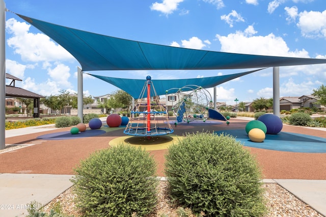 view of play area with a gazebo