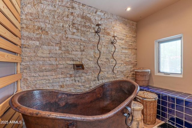 7302 E Rose Ln, Scottsdale, AZ 85250 - bathroom with a freestanding bath and recessed lighting