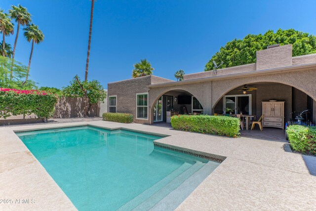 7302 E Rose Ln, Scottsdale, AZ 85250 - view of pool with a ceiling fan and a patio area