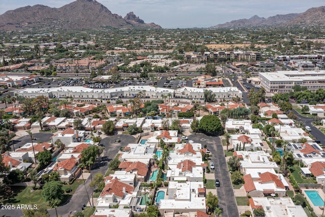 7302 E Rose Ln, Scottsdale, AZ 85250 - aerial view of property and surrounding area featuring mountains