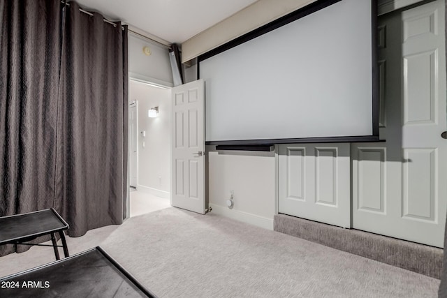 view of carpeted home theater