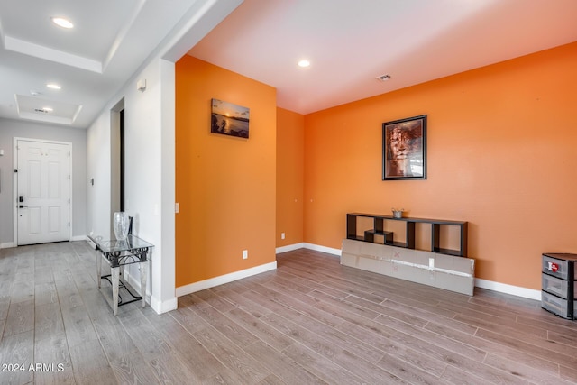 interior space with light hardwood / wood-style floors