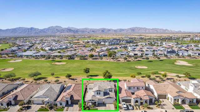 bird's eye view with a mountain view