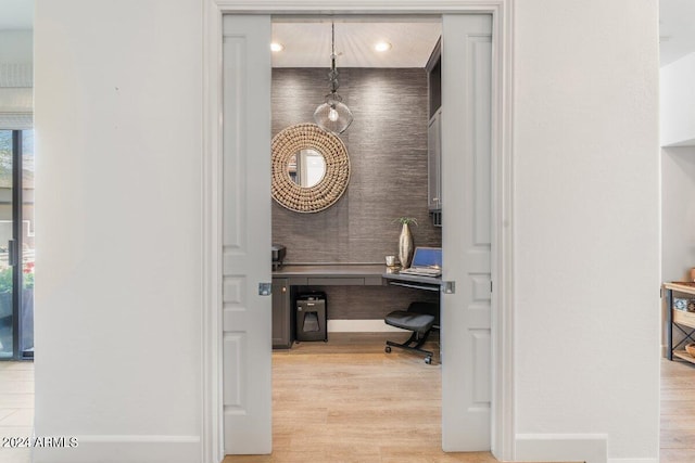 home office featuring light wood-type flooring