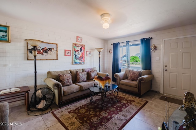 5637 N 63rd Dr, Glendale, AZ 85301 - living room with light tile patterned floors and ceiling fan