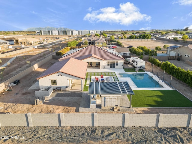 bird's eye view with a residential view