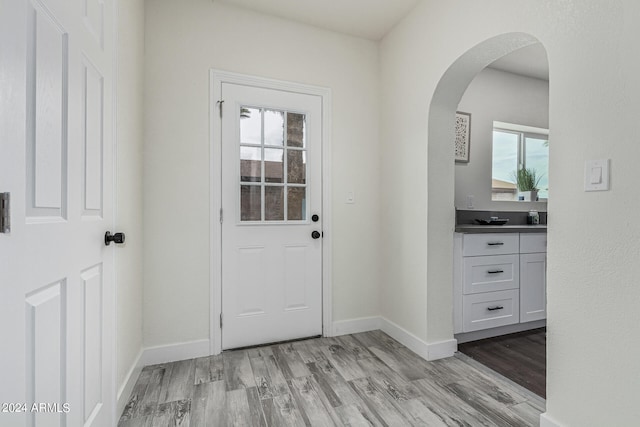 entryway featuring a healthy amount of sunlight and light wood-type flooring