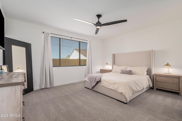 bedroom with carpet and ceiling fan