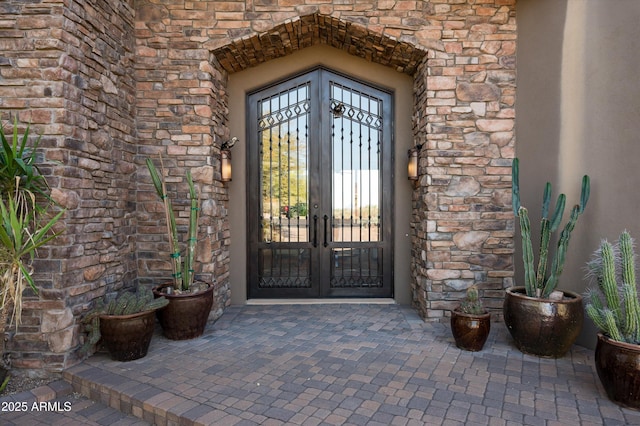 property entrance with french doors