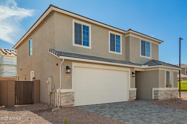 view of front of house with a garage