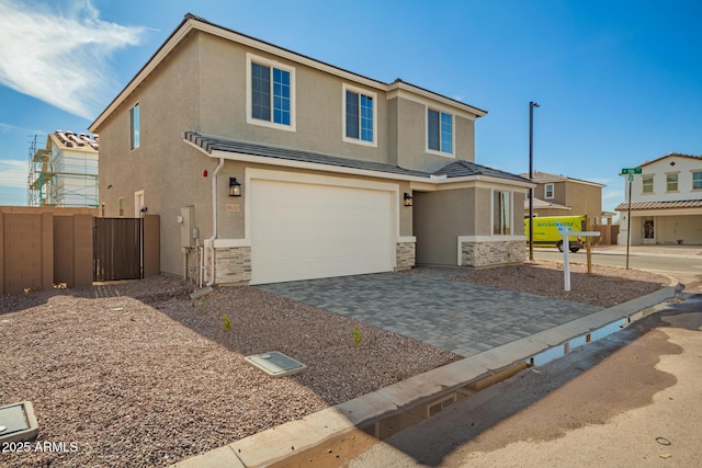 view of front of house with a garage