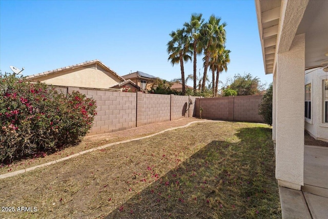 view of yard featuring a fenced backyard