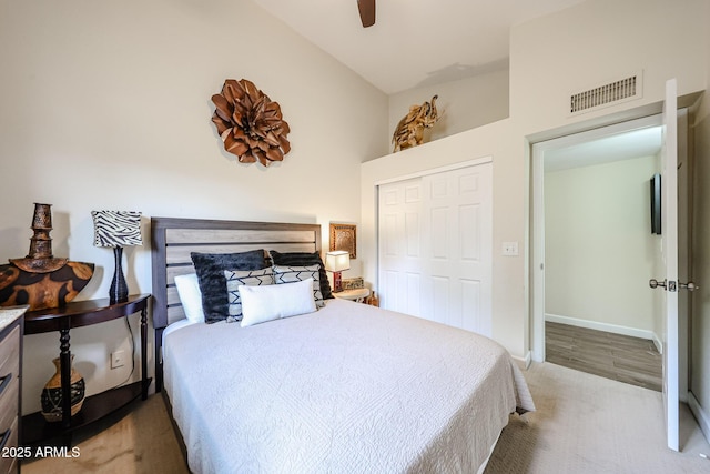 9085 E Windrose Dr, Scottsdale, AZ 85260 - carpeted bedroom with a closet and ceiling fan