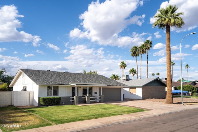 2418 E Hermosa Dr, Tempe, AZ 85282 - ranch-style home featuring driveway, a garage, brick siding, and covered porch