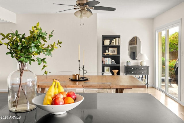 2418 E Hermosa Dr, Tempe, AZ 85282 - office space featuring a ceiling fan, built in features, and wood finished floors