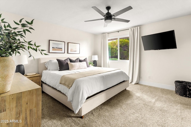 2418 E Hermosa Dr, Tempe, AZ 85282 - carpeted bedroom with baseboards and a ceiling fan