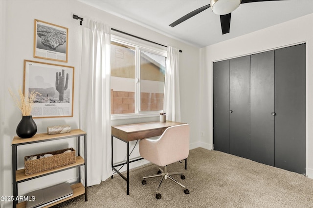 2418 E Hermosa Dr, Tempe, AZ 85282 - carpeted office with a ceiling fan and baseboards