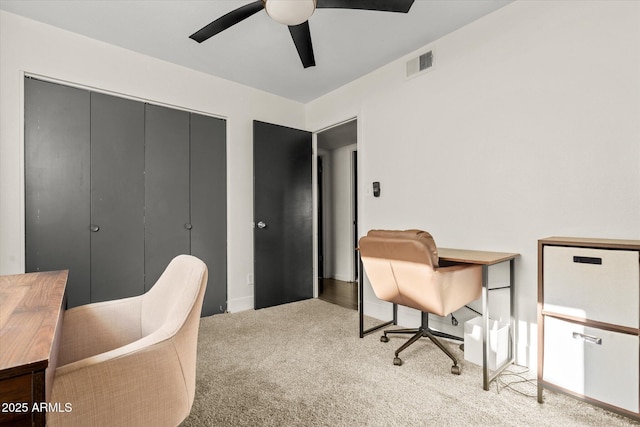2418 E Hermosa Dr, Tempe, AZ 85282 - office area featuring carpet floors and ceiling fan