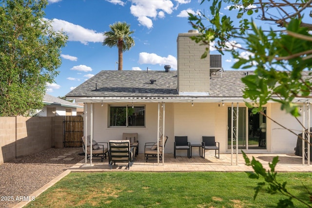 2418 E Hermosa Dr, Tempe, AZ 85282 - rear view of property featuring a chimney, a patio, and a shingled roof