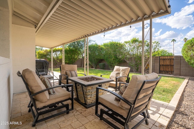 2418 E Hermosa Dr, Tempe, AZ 85282 - fenced backyard featuring a fire pit and a patio