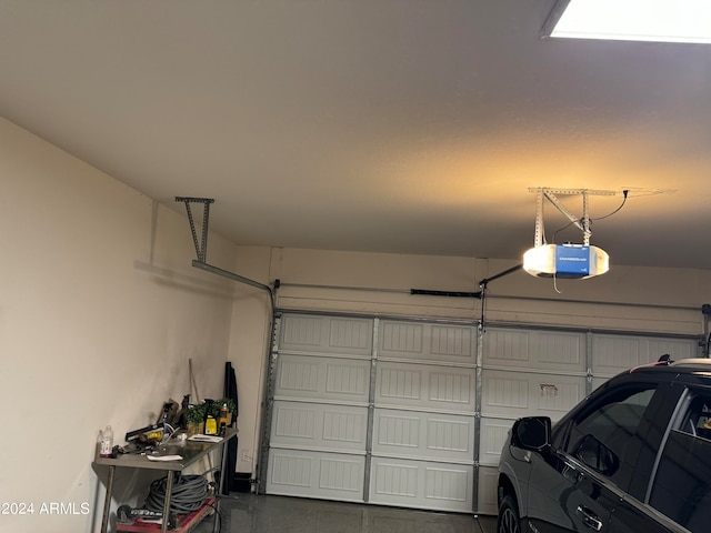 garage with a garage door opener