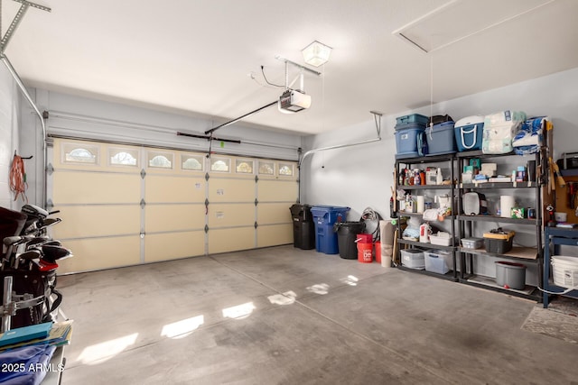 garage with a garage door opener