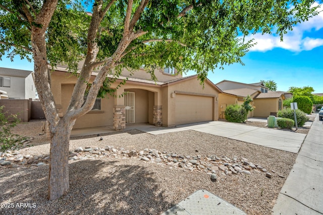 2327 E Meadow Creek Way, San Tan Valley, AZ 85140 - view of front of house with stucco siding, driveway, and an attached garage