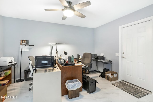 office area featuring ceiling fan